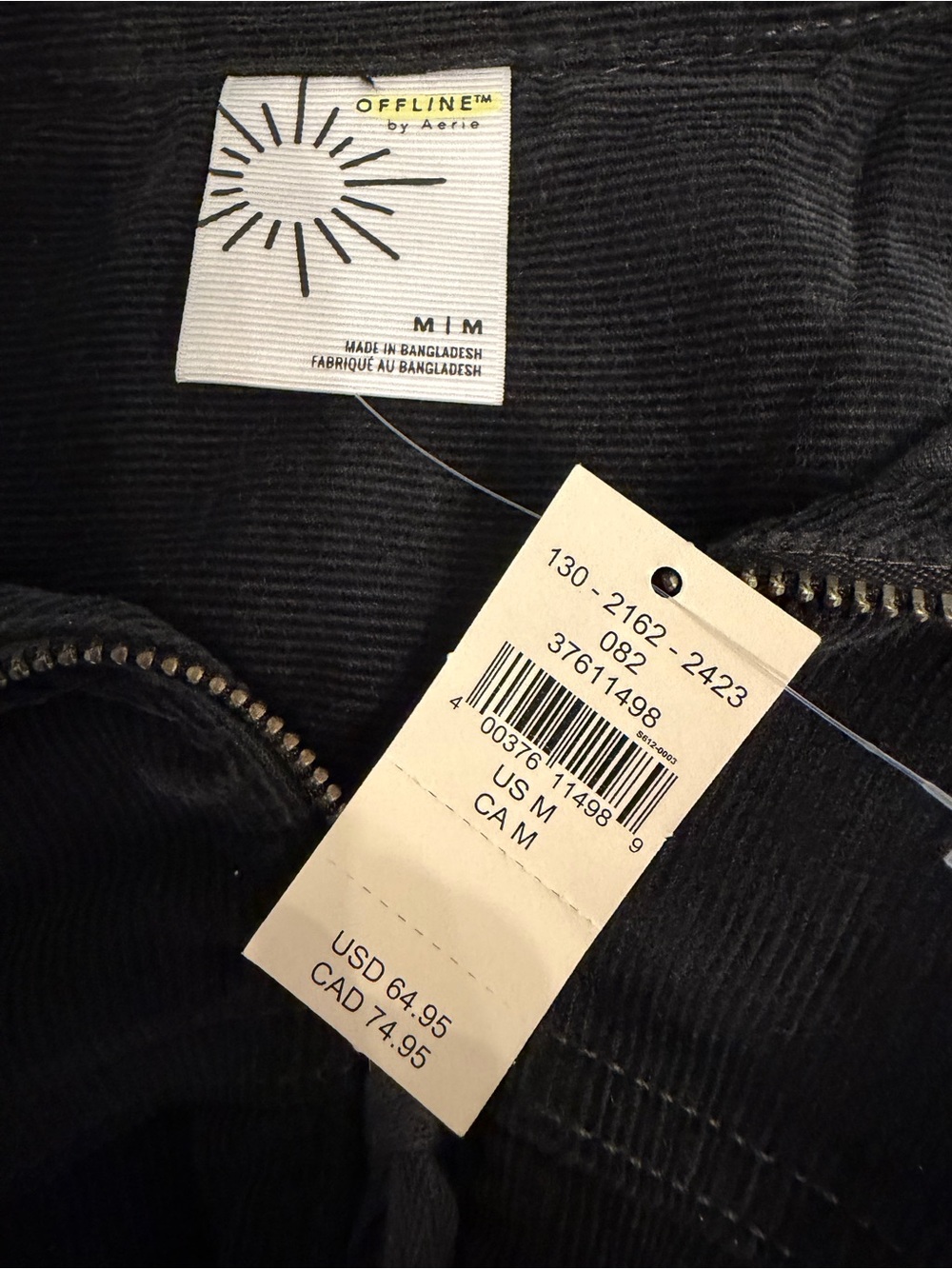 Aerie 🖤 OFFLINE Black Corduroy Quarter Zip Tunic Shacket NWT - Picture 6 of 7
